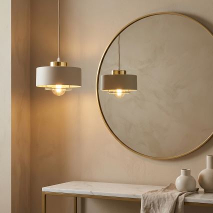 Brilagi - Lustre pendente com cabo SPRING 1xE27/60W/230V Ø 20 cm bege/dourado