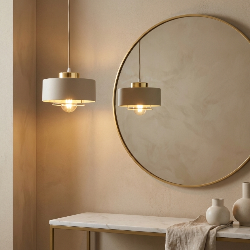 Brilagi - Lustre pendente com cabo SPRING 1xE27/60W/230V Ø 20 cm bege/dourado
