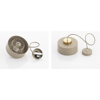 Brilagi - Lustre pendente com cabo SPRING 1xE27/60W/230V Ø 20 cm bege/dourado