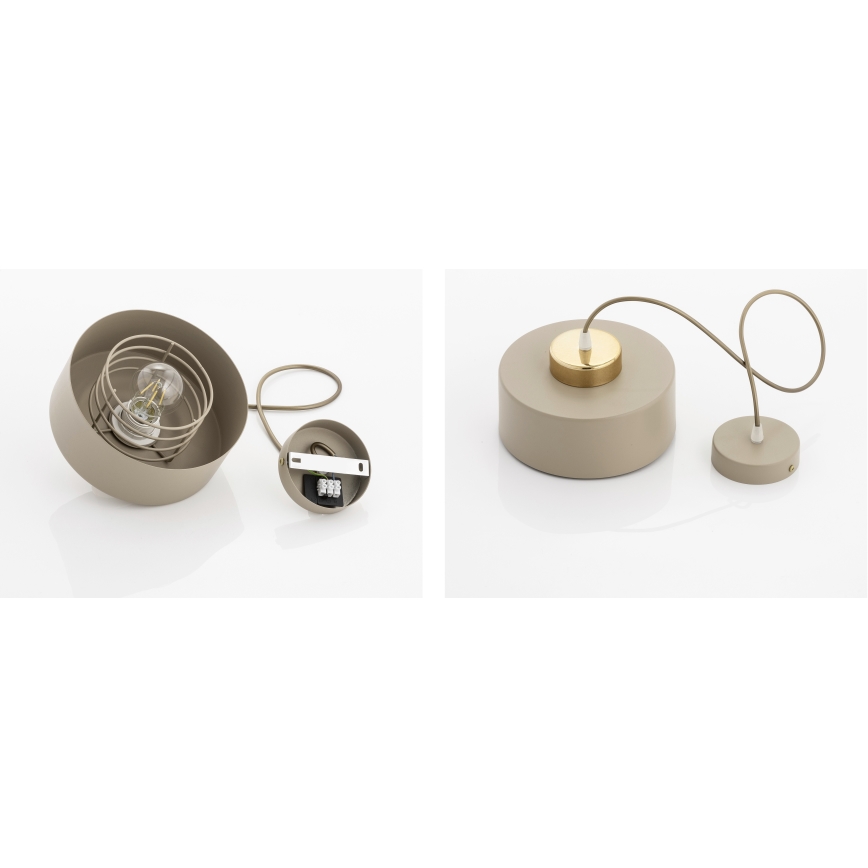 Brilagi - Lustre pendente com cabo SPRING 1xE27/60W/230V Ø 20 cm bege/dourado