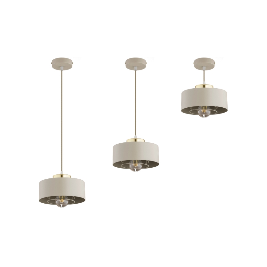 Brilagi - Lustre pendente com cabo SPRING 1xE27/60W/230V Ø 20 cm bege/dourado