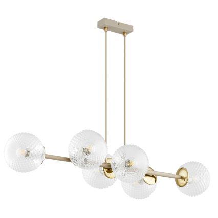 Brilagi - Lustre pendente com cabo STELLA 6xE27/60W/230V bege/dourado