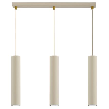 Brilagi - Lustre pendente com cabo TUBE 3xGU10/15W/230V bege/dourado
