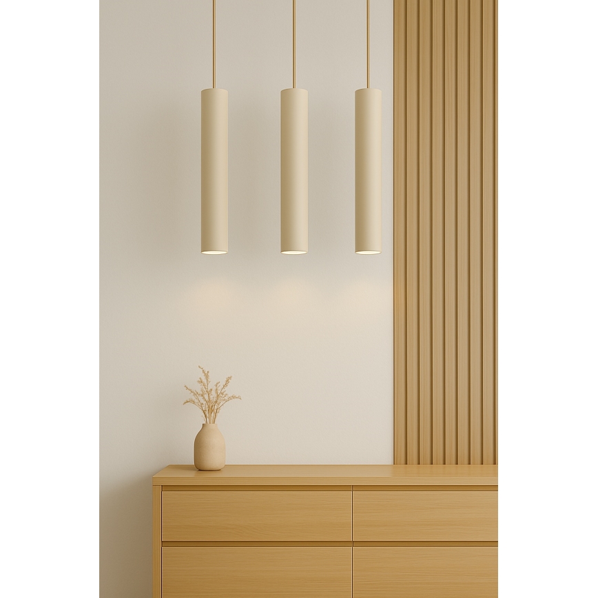 Brilagi - Lustre pendente com cabo TUBE 3xGU10/15W/230V bege/dourado