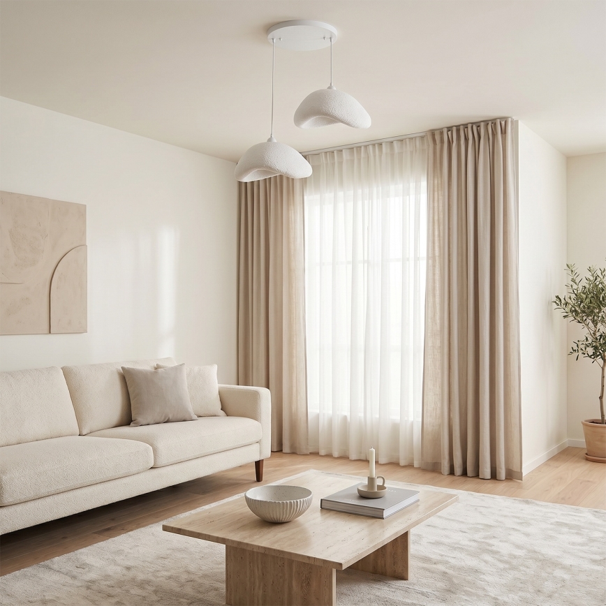 Brilagi - Lustre pendente com cabo WABI SABI 2xE27/40W/230V Ø 74 cm branco