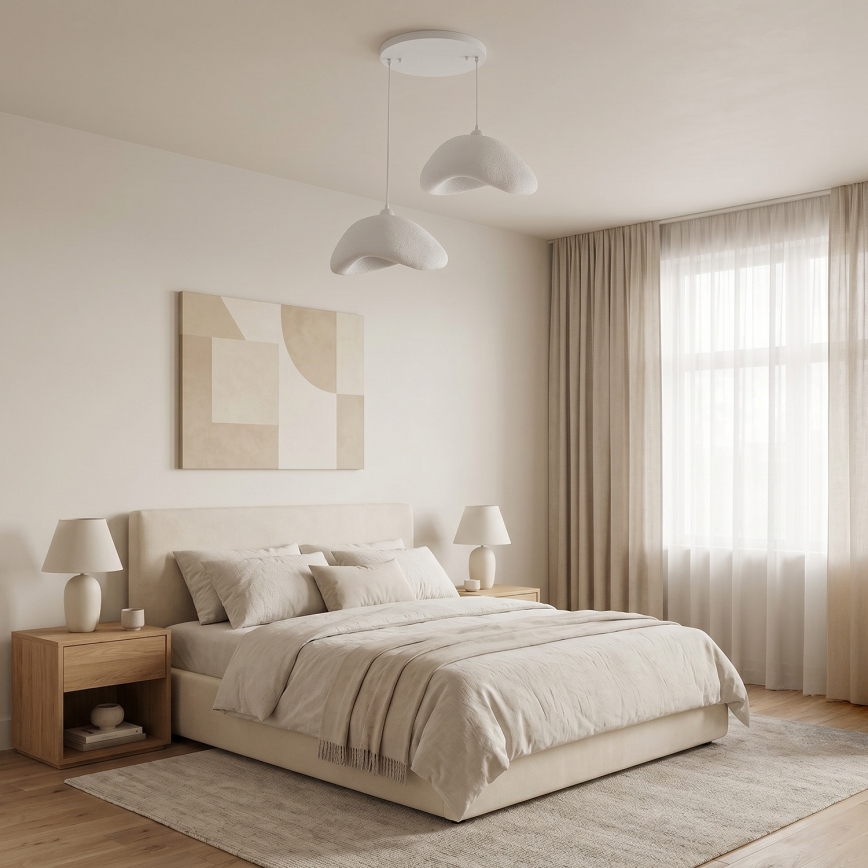 Brilagi - Lustre pendente com cabo WABI SABI 2xE27/40W/230V Ø 74 cm branco
