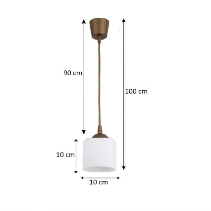 BRILAGI - Lustre pendente em cabo LED RETRO GLASS 1xE27/60W/230V diâmetro 10 cm castanho/branco