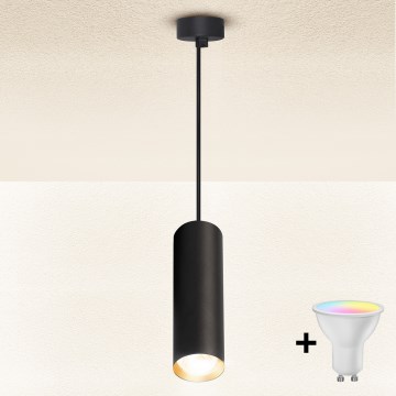 Brilagi - Lustre pendente em cabo LED RGBW dimerizável SELE 1xGU10/6W/230V 3000K preto/dourado + controlo remoto