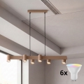 Brilagi - Lustre pendente em cabo LED RGBW dimerizável SELE 6xGU10/6,5W/230V 2700-6500K bege + controlo remoto