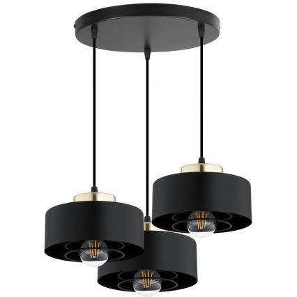 Brilagi - Lustre pendente em cabo SPRING 3xE27/60W/230V preto/dourado