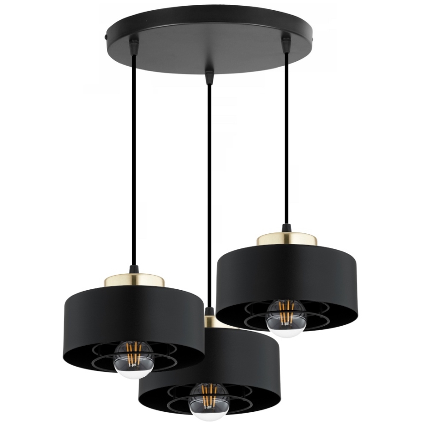 Brilagi - Lustre pendente em cabo SPRING 3xE27/60W/230V preto/dourado