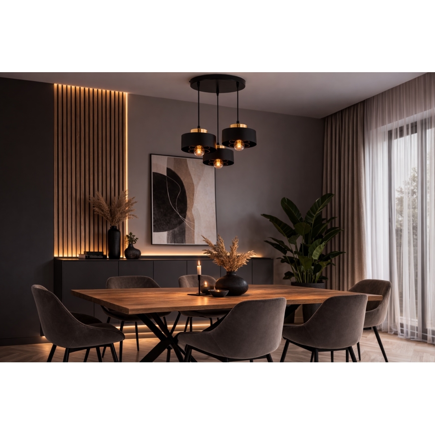 Brilagi - Lustre pendente em cabo SPRING 3xE27/60W/230V preto/dourado