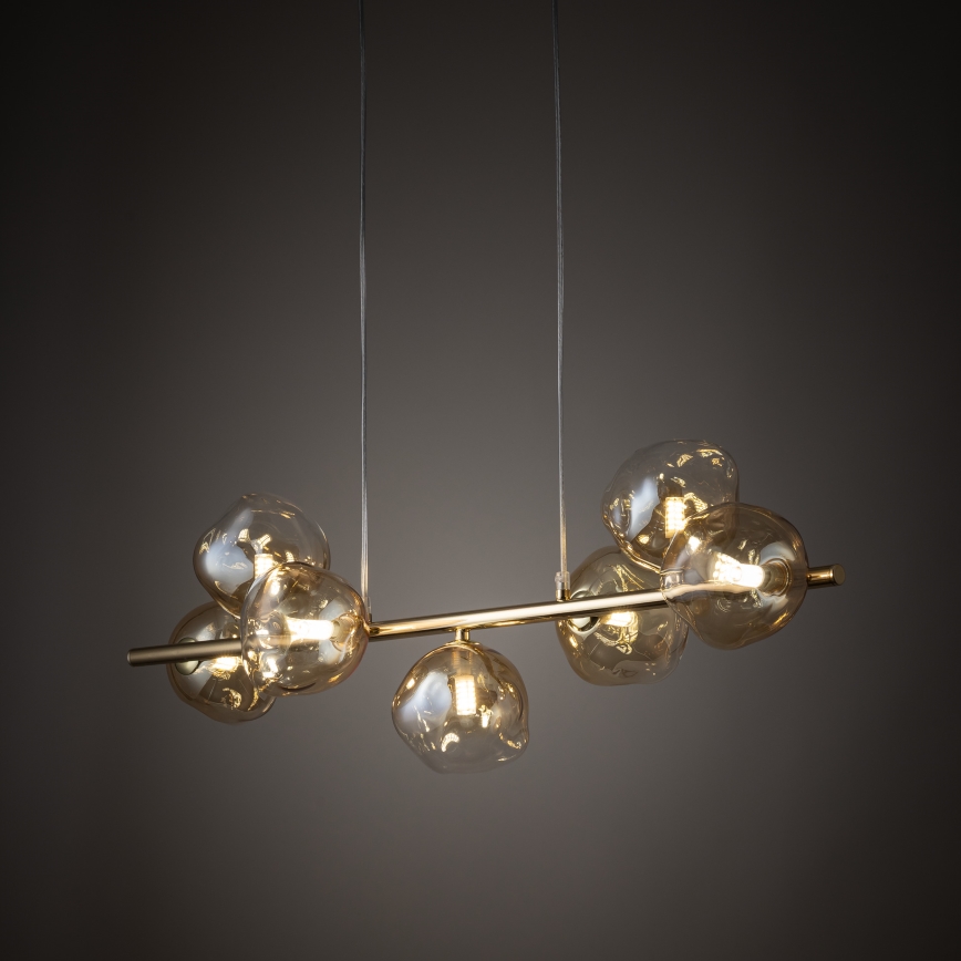 Brilagi - Lustre pendente em cabo VULCANO 7xG9/8W/230V dourado/bege fumê