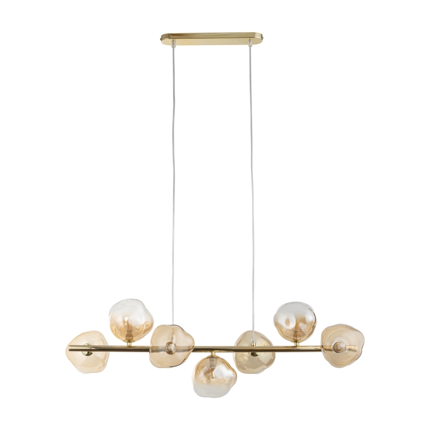 Brilagi - Lustre pendente em cabo VULCANO 7xG9/8W/230V dourado/bege fumê