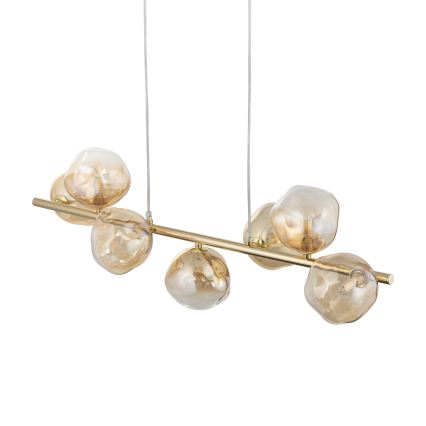 Brilagi - Lustre pendente em cabo VULCANO 7xG9/8W/230V dourado/bege fumê