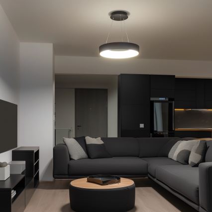 Brilagi - Lustre LED regulável suspenso por cabo FALCON LED/40W/230V 3000-6500K Ø 45 cm preto + comando remoto