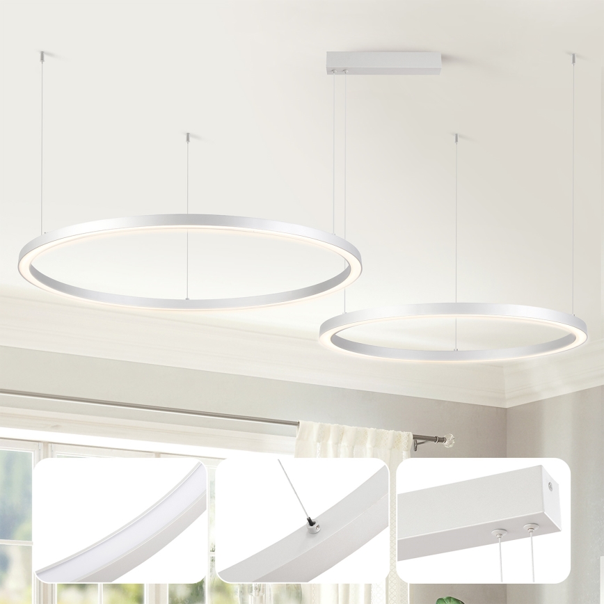 Brilagi - Lustre dimerizável suspenso por cabo PORTOFINO LED/98W/230V 3000-6000K prateado + comando remoto