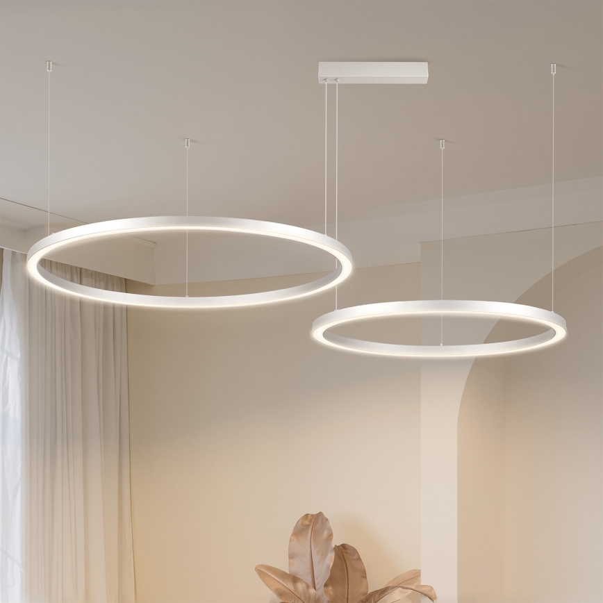 Brilagi - Lustre dimerizável suspenso por cabo PORTOFINO LED/98W/230V 3000-6000K prateado + comando remoto