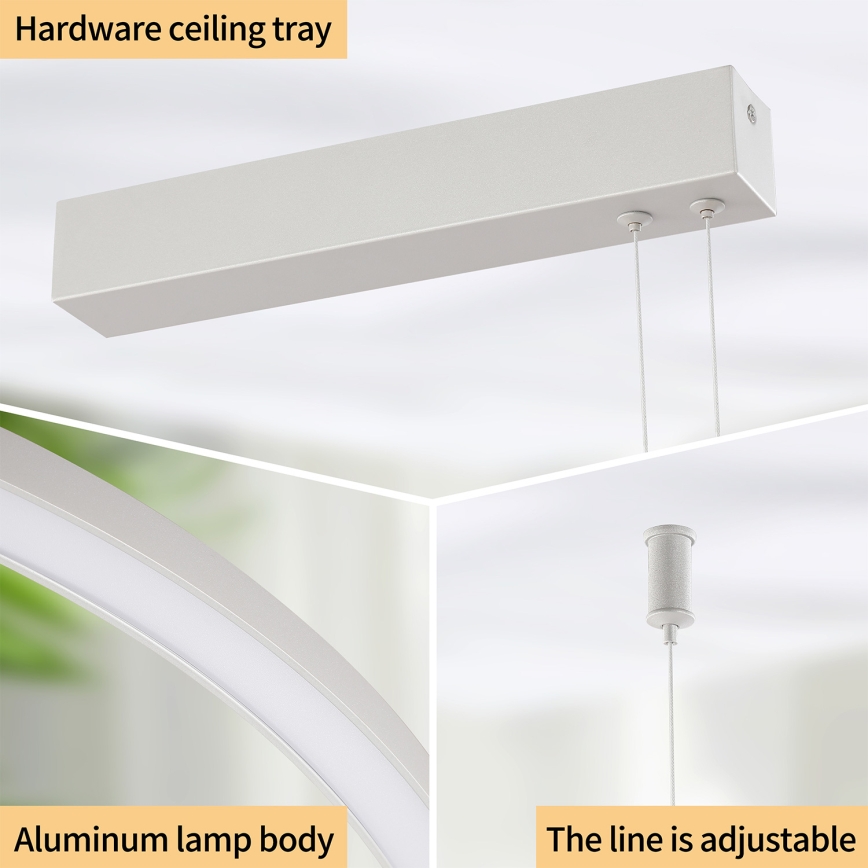 Brilagi - Lustre dimerizável suspenso por cabo PORTOFINO LED/98W/230V 3000-6000K prateado + comando remoto