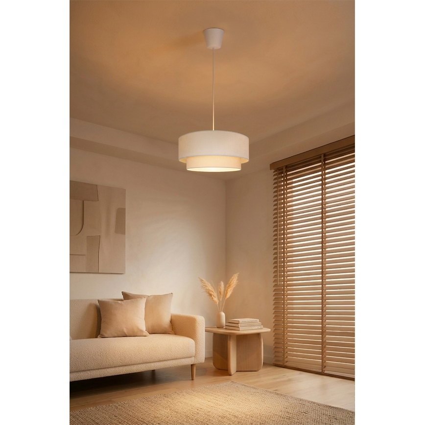 Brilagi - Lustre pendente LED em cabo BOHO ECO 1xE27/10W/230V Ø 40 cm creme