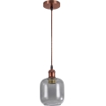 Brilagi - Lustre pendente LED em cabo RETRO GLASS 1xE27/60W/230V Ø 14 cm cobre/cinza fumê