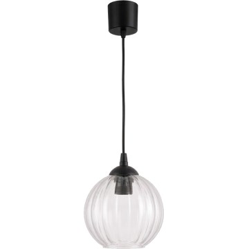 Brilagi - Lustre pendente LED em cabo RETRO GLASS 1xE27/60W/230V Ø 18 cm preto/transparente
