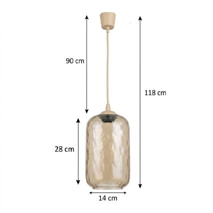 BRILAGI - Lustre LED suspenso em cabo RETRO GLASS 1xE27/60W/230V Ø 14 cm bege/castanho fumado
