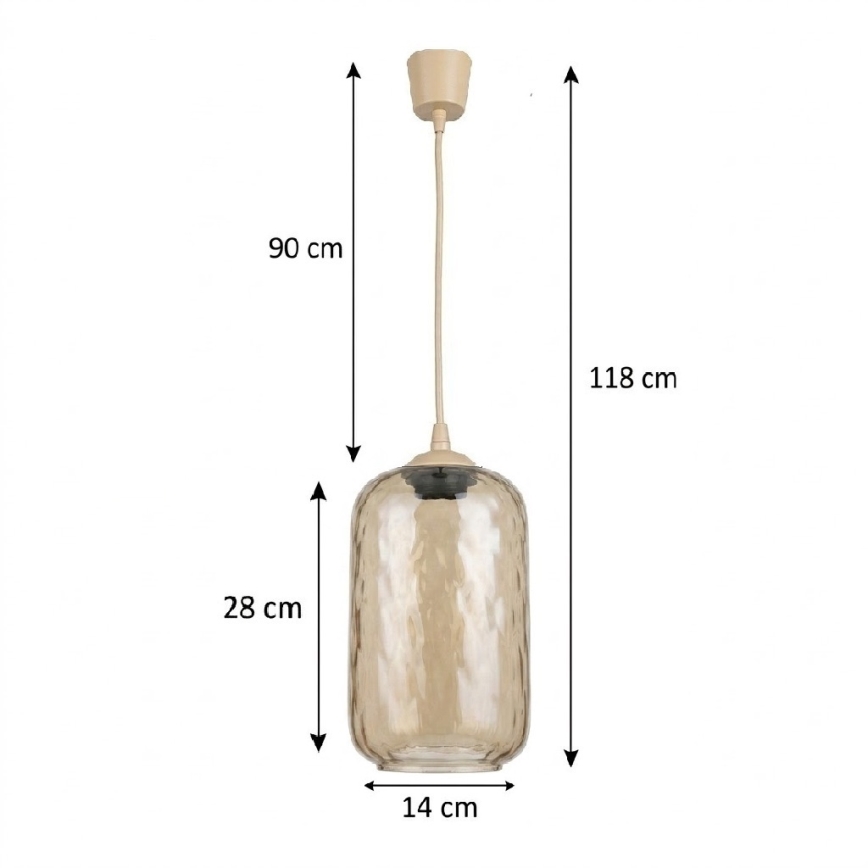 BRILAGI - Lustre LED suspenso em cabo RETRO GLASS 1xE27/60W/230V Ø 14 cm bege/castanho fumado