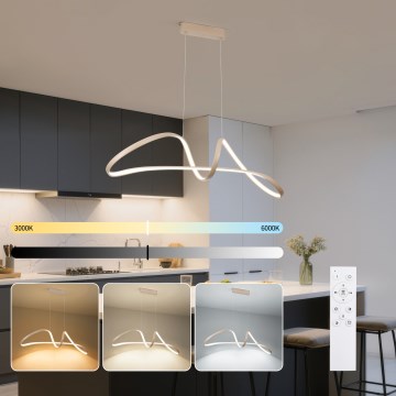 Brilagi - Lustre pendente LED regulável em cabo TWISTER LED/60W/230V 3000-6000K bege + controlo remoto