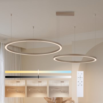 Brilagi - Lustre pendente LED regulável suspenso por cabo PORTOFINO LED/98W/230V 3000-6000K bege + comando remoto