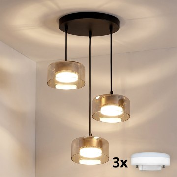 Brilagi - Lustre pendente LED RGB+CCT dimerizável AURA LUX 3xGX53/14W/230V 2700-6500K Wi-Fi Tuya preto/dourado