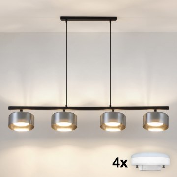 Brilagi - Lustre pendente LED RGB+CCT dimerizável em cabo AURA LUX 4xGX53/14W/230V 2700-6500K Wi-Fi Tuya preto/fumê
