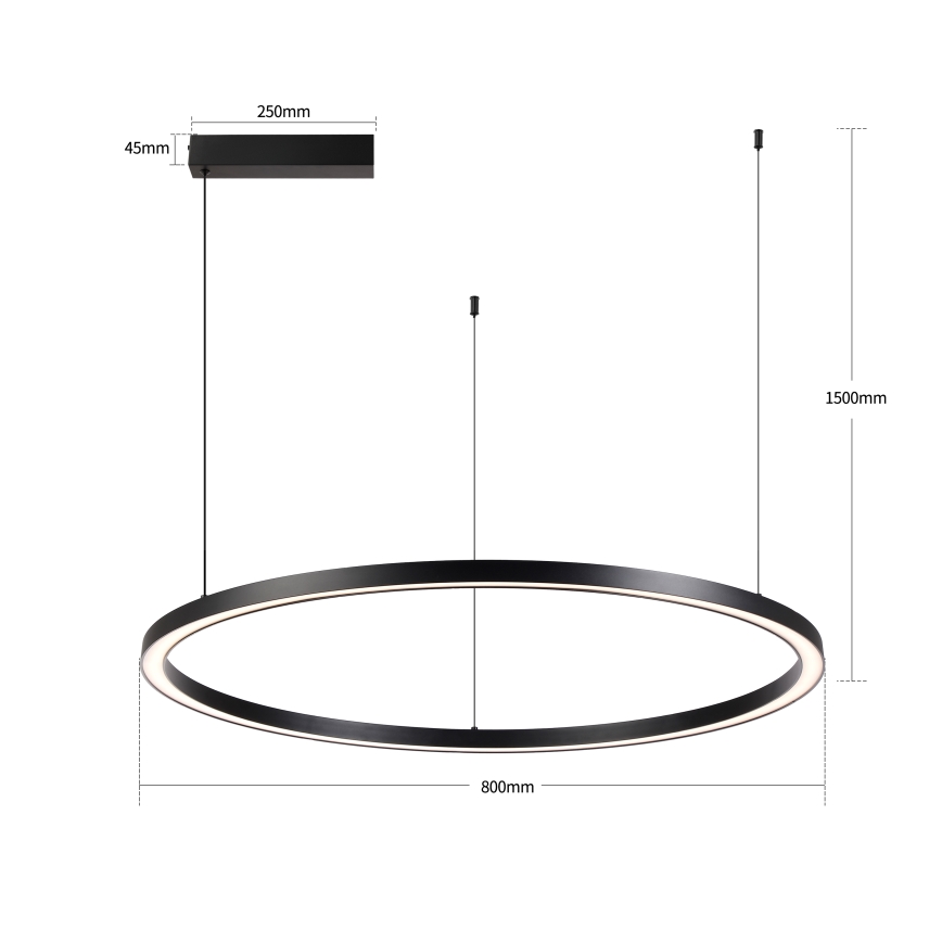 Brilagi - Luminária LED dimerizável suspensa por cabo PORTOFINO LED/60W/230V 3000-6000K Ø 80 cm preta + controlo remoto