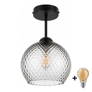 BRILAGI - Lustre sobreposto LED RETRO GLASS 1xE27/60W/230V Ø 25 cm preto/cinza fumê