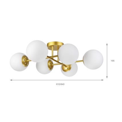 Brilagi - Lustre sobreposto MALONY 6xE14/20W/230V dourado