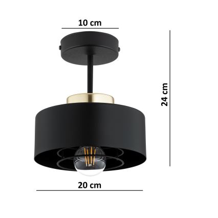 Brilagi - Lustre sobreposto SPRING 1xE27/60W/230V preto/dourado