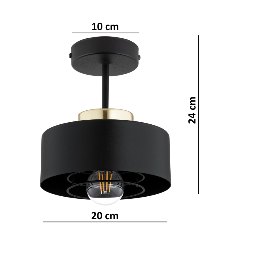 Brilagi - Lustre sobreposto SPRING 1xE27/60W/230V preto/dourado