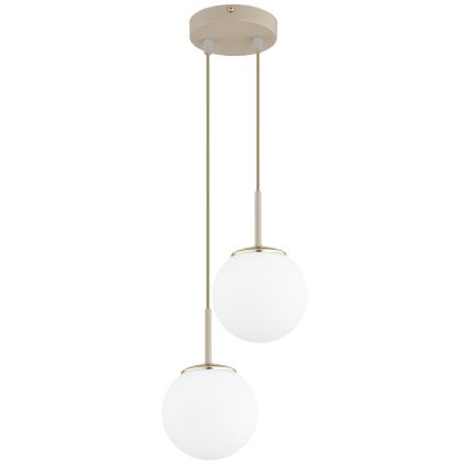 Brilagi - Lustre suspenso com cabo 2xE27/60W/230V bege/dourado