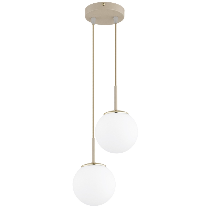 Brilagi - Lustre suspenso com cabo 2xE27/60W/230V bege/dourado