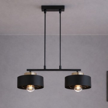 Brilagi - Lustre suspenso com cabo 2xE27/60W/230V preto/dourado