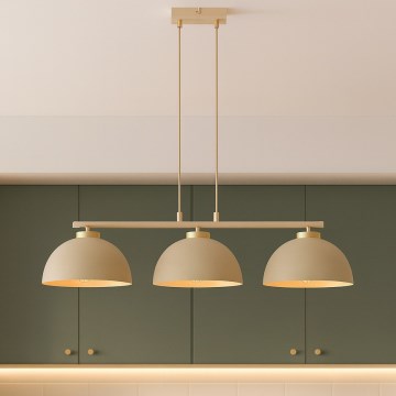 Brilagi - Lustre suspenso com cabo 3xE27/60W/230V bege/dourado