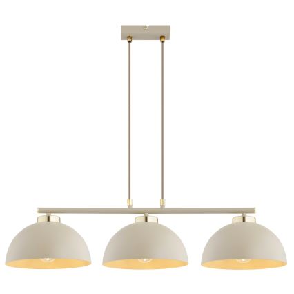 Brilagi - Lustre suspenso com cabo 3xE27/60W/230V bege/dourado