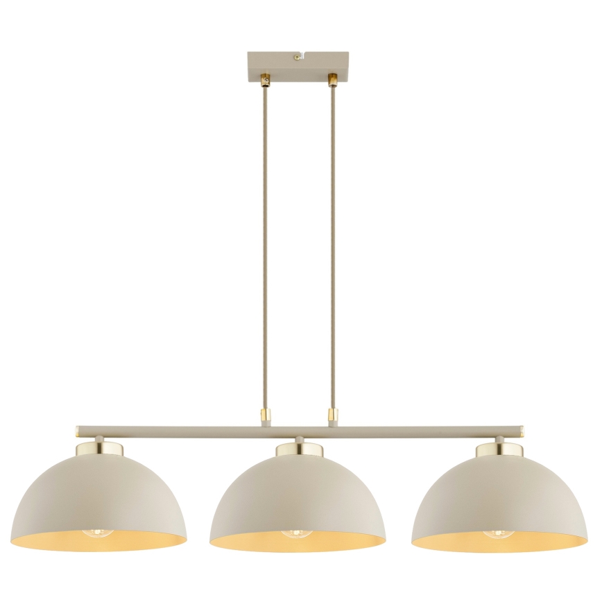 Brilagi - Lustre suspenso com cabo 3xE27/60W/230V bege/dourado