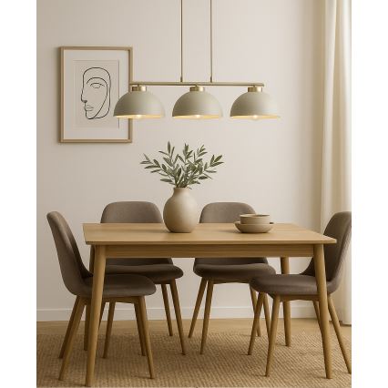 Brilagi - Lustre suspenso com cabo 3xE27/60W/230V bege/dourado