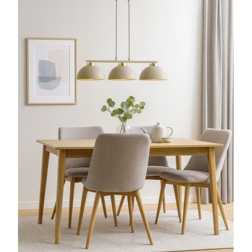 Brilagi - Lustre suspenso com cabo 3xE27/60W/230V bege/dourado