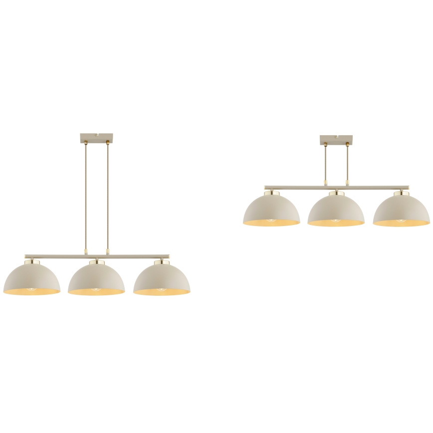 Brilagi - Lustre suspenso com cabo 3xE27/60W/230V bege/dourado
