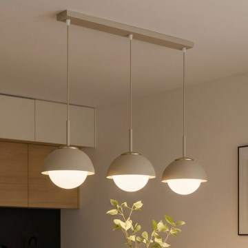 Brilagi - Lustre suspenso com cabo 3xE27/60W/230V bege/dourado