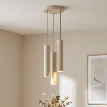 Brilagi - Lustre suspenso com cabo 3xGU10/15W/230V bege/dourado