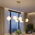 Brilagi - Lustre suspenso com cabo 6xE27/60W/230V bege/dourado