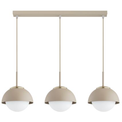 Brilagi - Lustre suspenso com cabo COSMO 3xE27/60W/230V bege/dourado